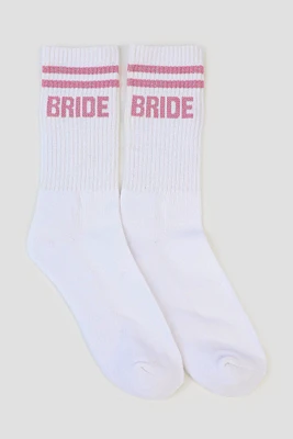 Ardene Bride Crew Socks in Light Pink | Polyester/Spandex/Cotton