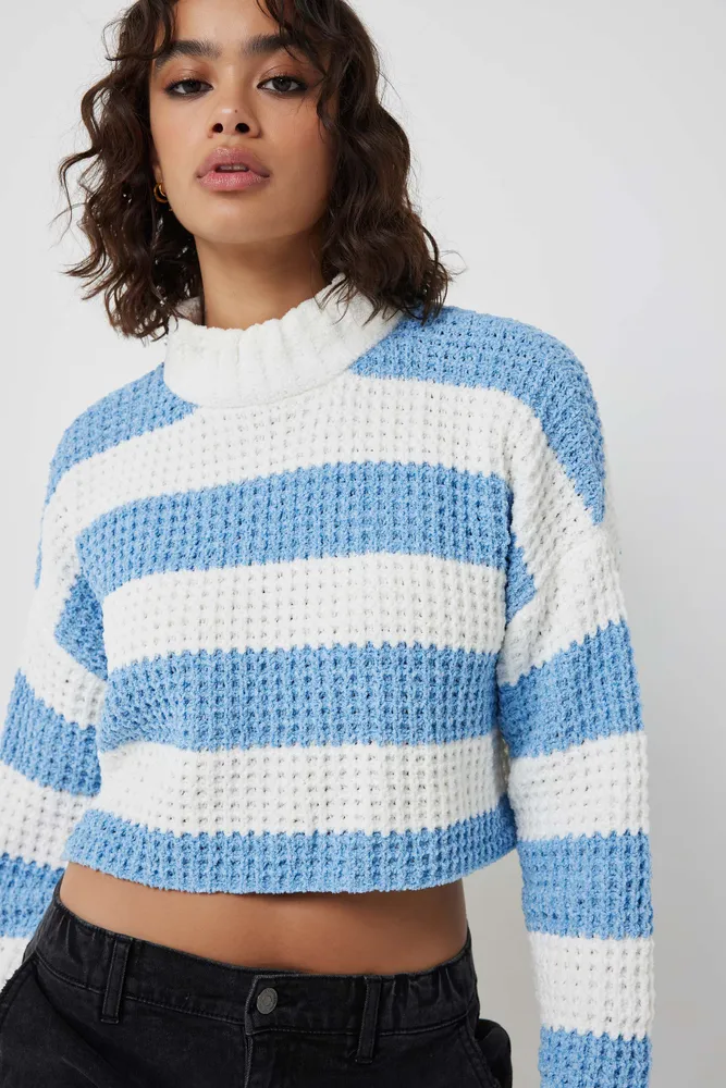 Melanie Lyne Striped Pointelle Knit Sweater