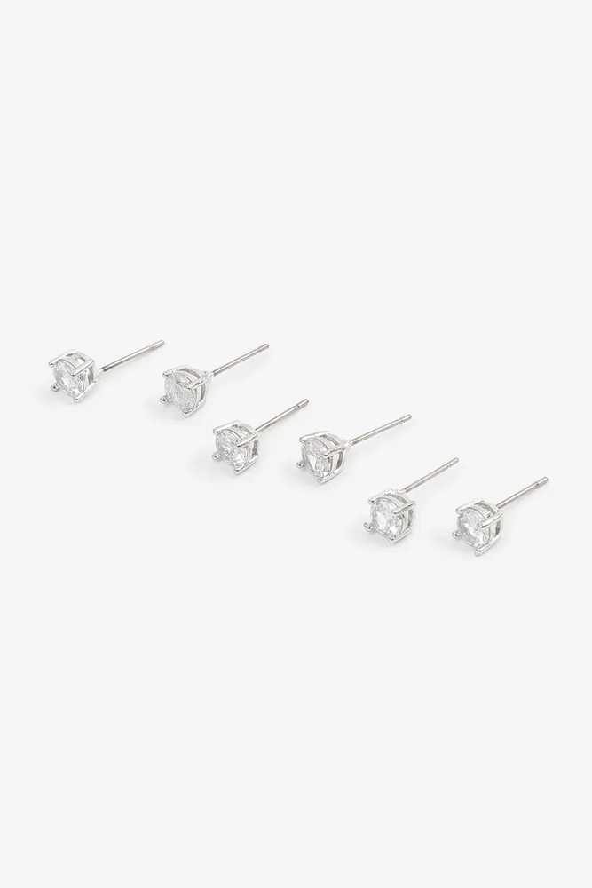 Ardene Round Cubic Zirconia Stud Earrings in Silver | Stainless Steel