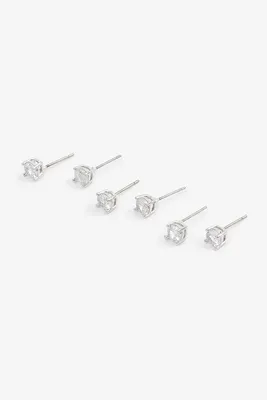 Ardene Round Cubic Zirconia Stud Earrings in Silver | Stainless Steel