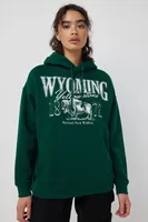 Ardene Mountain Destination Hoodie in Dark Green | Size | Polyester/Cotton | Fleece-Lined