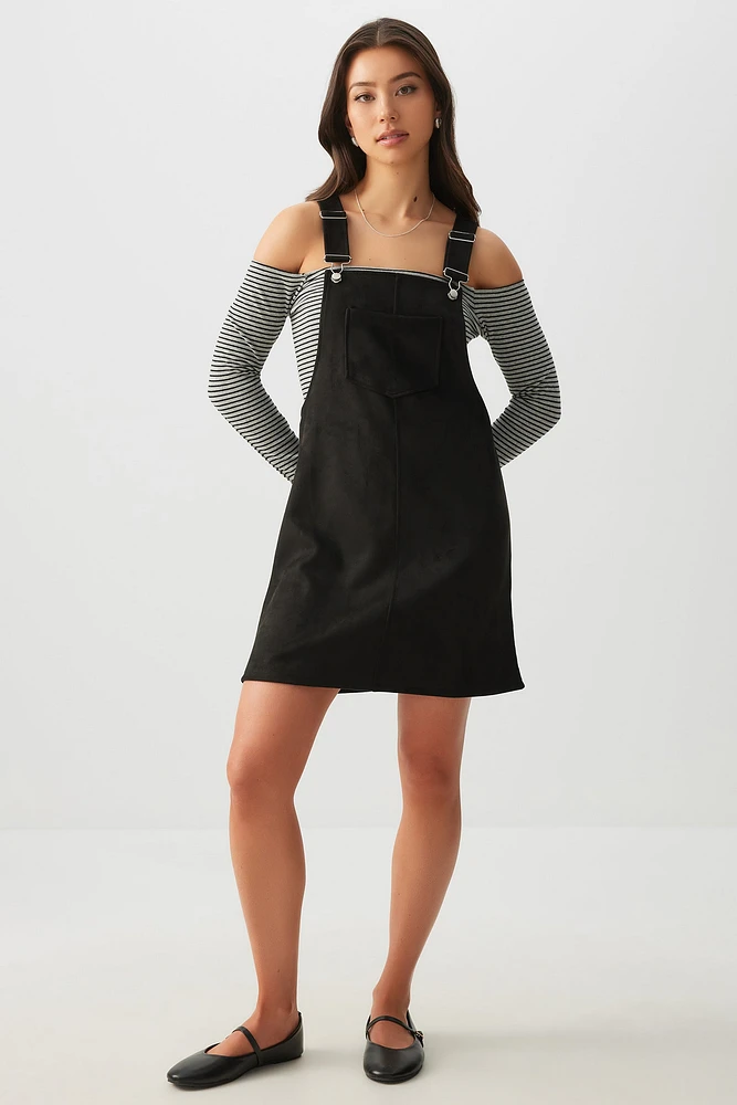 Ardene Faux Suede Overall Dress in | Size | Polyester/Spandex/Faux Suede