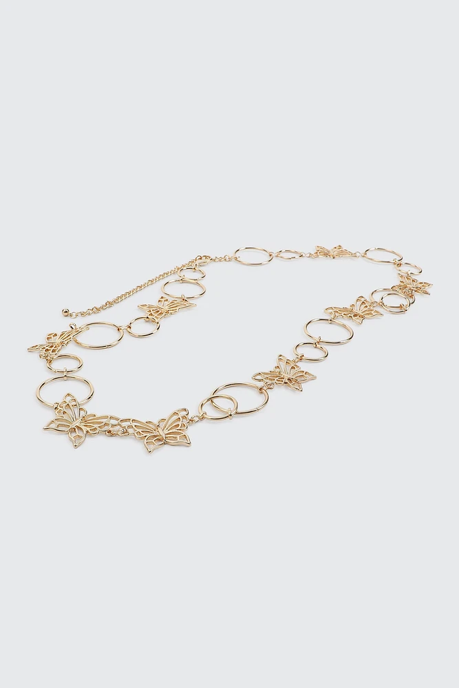 Ardene Butterfly Chain Belt in Gold