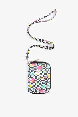 Ardene Kids Printed Wallet with Lanyard | Faux Leather