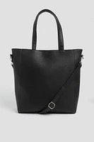 Ardene Minimalist Faux Leather Tote Bag in Black | Faux Leather/Polyester | Eco-Conscious