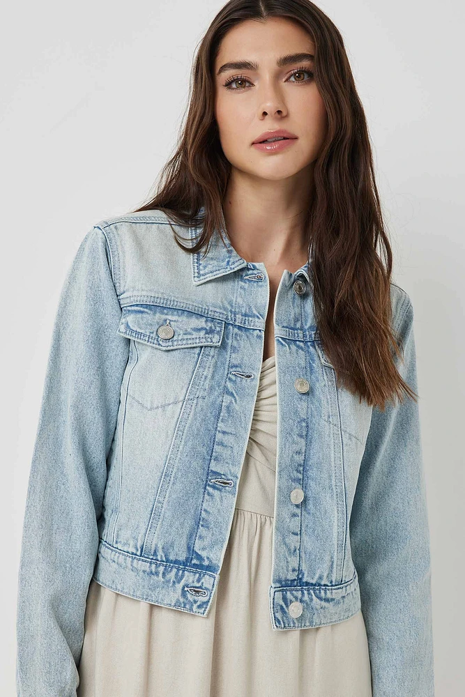 Ardene Classic Jean Jacket in Light Blue | Size | 100% Cotton