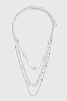 Ardene 3-Row Pearl Necklace in Silver