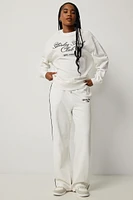 Ardene Saturday Social Club Wide Leg Sweatpants in White | Size | 100% Cotton