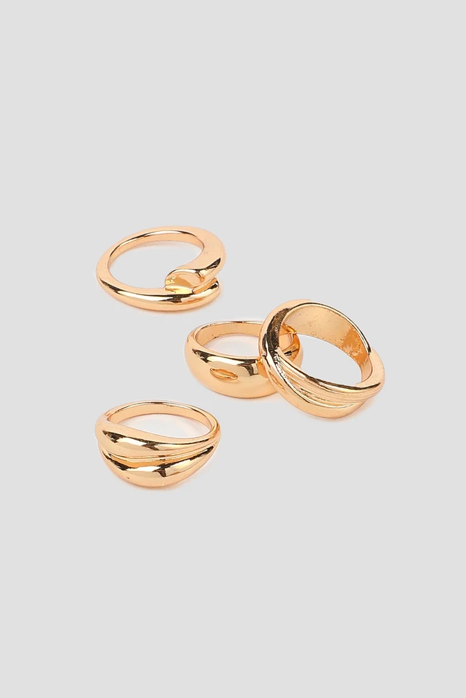 Ardene 4-Pack Thick Minimalist Rings in Gold | Size