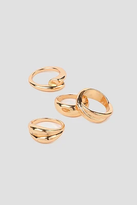 Ardene 4-Pack Thick Minimalist Rings in Gold | Size