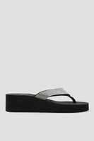 Ardene Crystal Wedge Flip-Flops Sandals in | Size