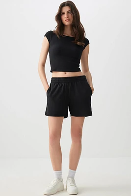Ardene French Terry Shorts with Side Slits in | Size | Polyester/Cotton | Eco-Conscious