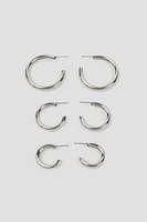 Ardene 3-Pack Thick Hoop Earrings in Silver | Stainless Steel