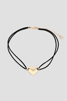 Ardene Faux Suede Cord Choker with Heart Pendant in Gold