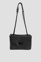 Ardene Quilted Crossbody Bag in Black | Faux Leather/Polyester