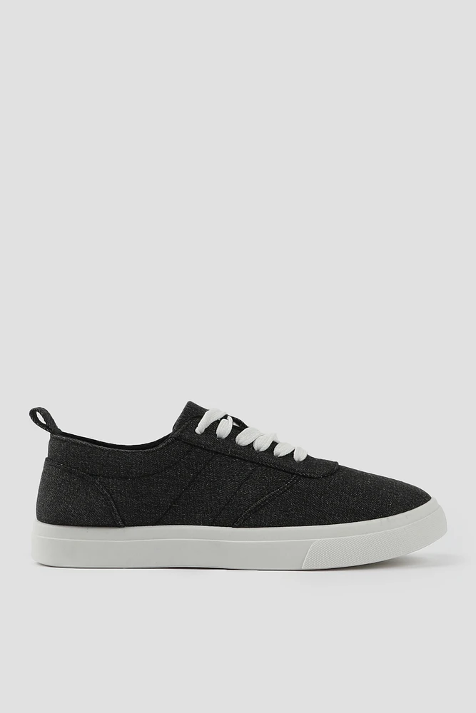 Ardene Lace Up Denim Sneakers in Black | Size