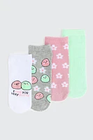 Ardene 4-Pack Mochi Ankle Socks in Grey | Polyester/Spandex