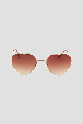 Ardene Faded Heart Sunglasses in Gold