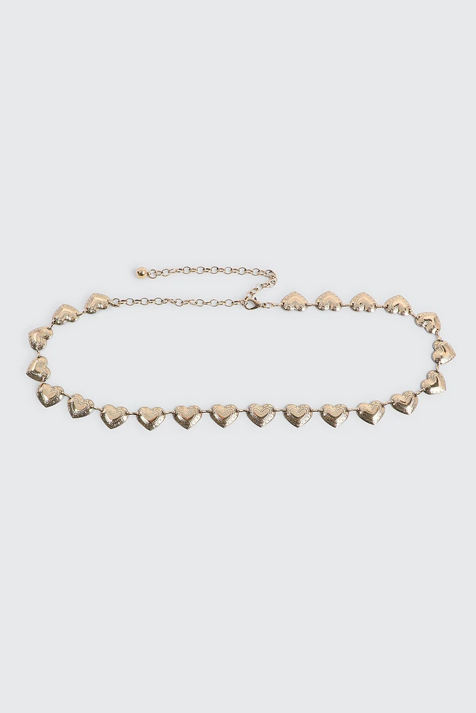 Ardene Heart Chain Belt in Gold