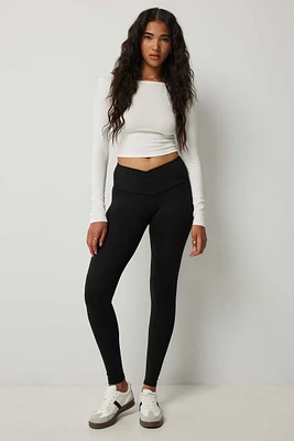 Ardene Super Soft Crossover Leggings in Black | Size | Polyester/Spandex