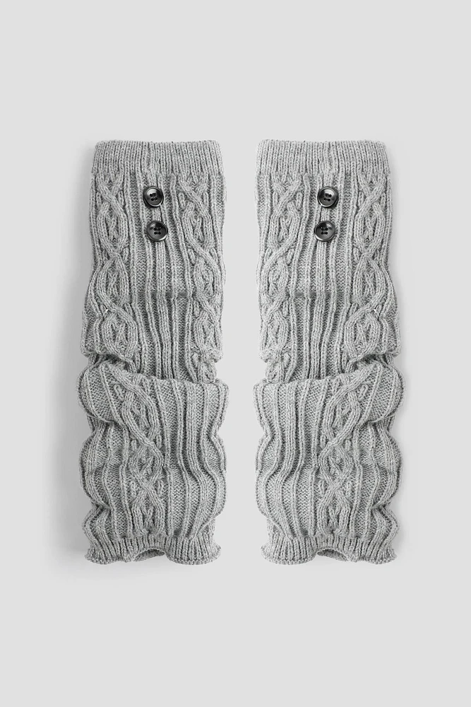 Ardene Leg Warmers with Buttons in Grey | 100% Acrylic