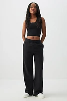 Ardene MADESOFT Fleece Straight Leg Sweatpants in Black Liquorice Twist | Size | Polyester/Cotton | Eco-Conscious