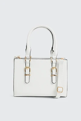 Ardene Small Tote Bag in White | Faux Leather/Polyester