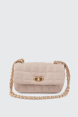 Ardene Chain Strap Quilted Bag in Light Pink | 100% Recycled Polyester/Faux Leather | Eco-Conscious