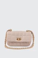 Ardene Chain Strap Quilted Bag in Light Pink | 100% Recycled Polyester/Faux Leather | Eco-Conscious