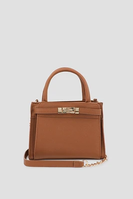 Ardene Small Tote Bag in Cognac | Faux Leather/Polyester