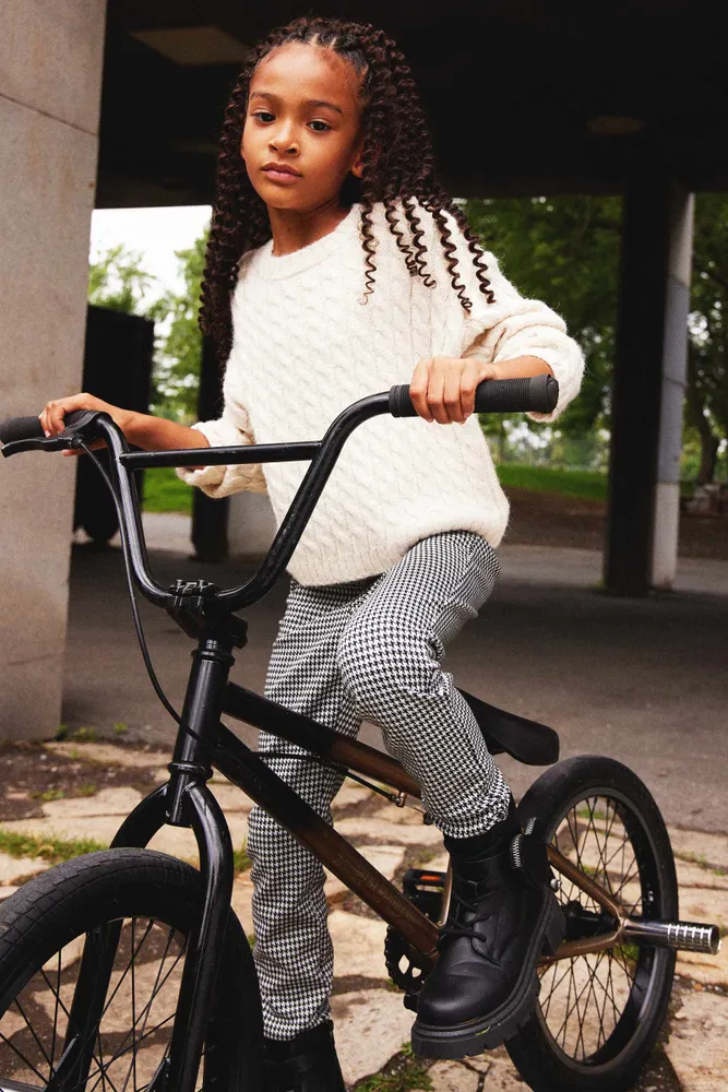 Ardene Jacquard Leggings For Kids in Black, Size XS