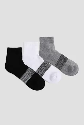 Ardene 3-Pack Terry-Lined Sport Demi-Crew Socks in Grey | Polyester/Spandex