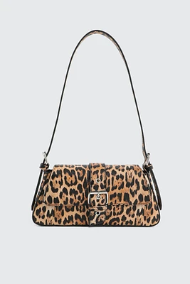 Ardene Shoulder Bag with Buckle in Beige | 100% Recycled Polyester/Faux Leather | Eco-Conscious