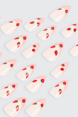 Ardene 20-Pack Strawberry Fake Nails in Light Pink