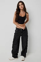 Ardene Mid Rise Wide Leg Cargo Jeans in | Size | 100% Cotton