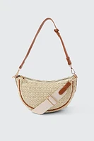 Ardene Straw Crossbody Bag in Beige | 100% Recycled Polyester/Faux Leather | Eco-Conscious