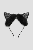 Ardene Faux Fur Cat Ears Headband in Black