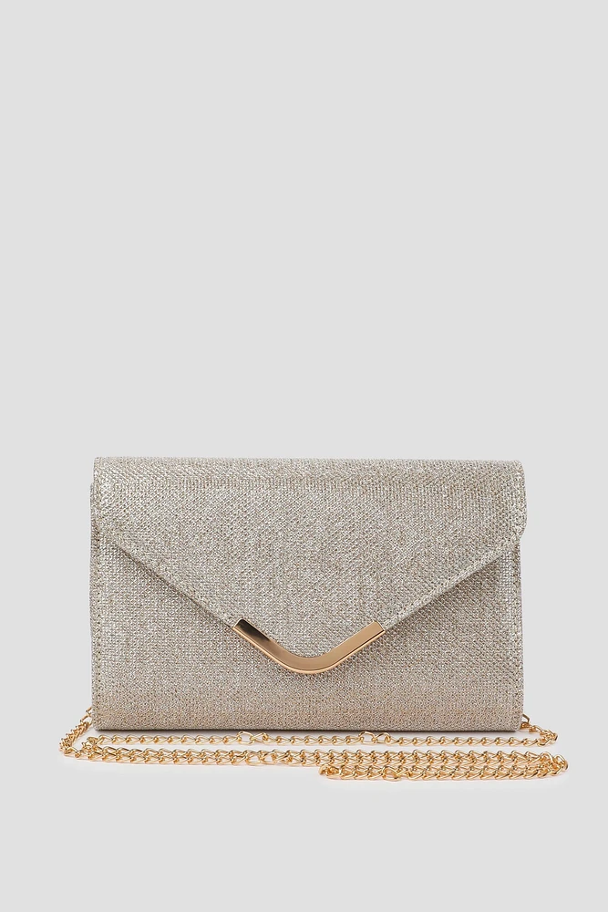 Ardene Enveloppe Clutch in Gold | Faux Leather/Polyester