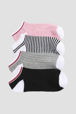 Ardene 4-Pack Striped Ankle Socks | Polyester/Elastane