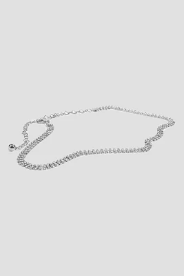 Ardene Rhinestone Chain Belt in Silver