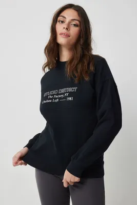 Ardene Graphic Colorblock Sweatshirt in Black | Size | Polyester/Cotton | Fleece-Lined