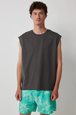Ardene Man European Print Sleeveless T-Shirt For Men in Grey | Size | 100% Cotton