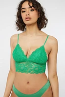 Ardene Longline Lace Bralette in Medium Green | Size | Nylon/Spandex