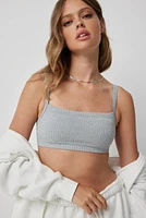 Ardene Seamless Crop Top Bralette in Grey | Size Large | Nylon/Elastane | Eco-Conscious