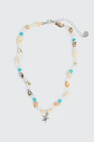 Ardene Shell Necklace with Starfish Pendant in Silver