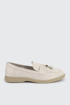 Ardene Faux Suede Loafers with Fringe Details in Beige | Size | Eco-Conscious