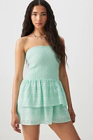 Ardene Eyelet Mini Tube Dress in Light Blue | Size | 100% Cotton