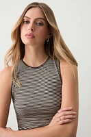 Ardene Basic Crop Picot Trim High Neck Tank Top in Beige | Size | Polyester/Elastane