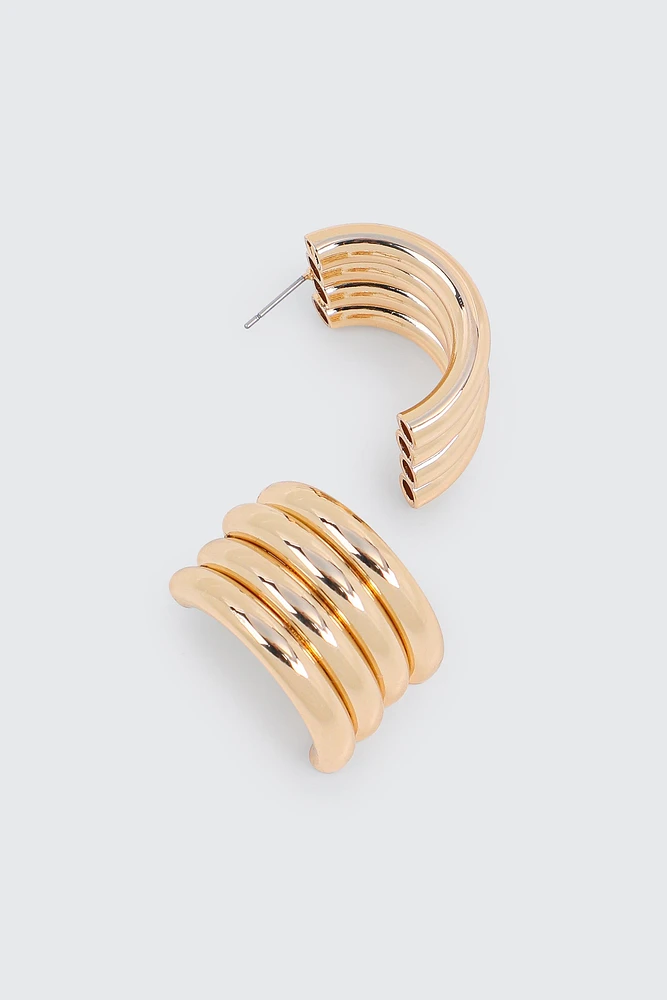 Ardene -Row Hoop Earrings in Gold | Stainless Steel