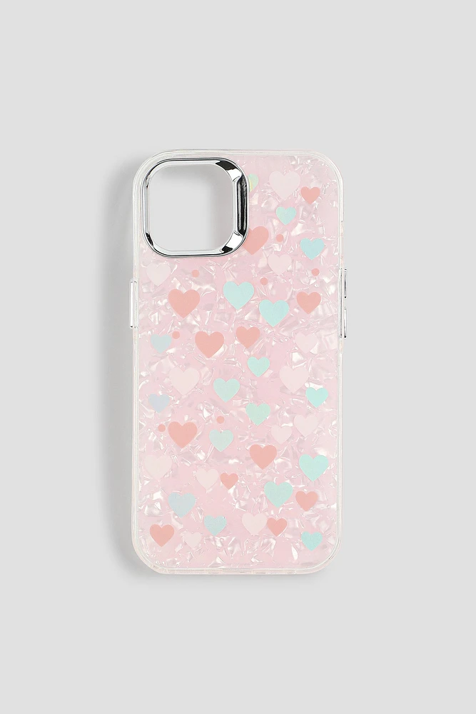 Ardene Heart iPhone 13/14/15 Case in Light Pink